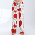 thumbnail image 6 of Women's Drawstring Valentine's Day Printed Casual Pants, Elastic Waist Lounge Pants for Women, Holiday Themed Sleepwear Pajama Pants, Comfortable Fit,Vermilion,2XL, 6 of 7