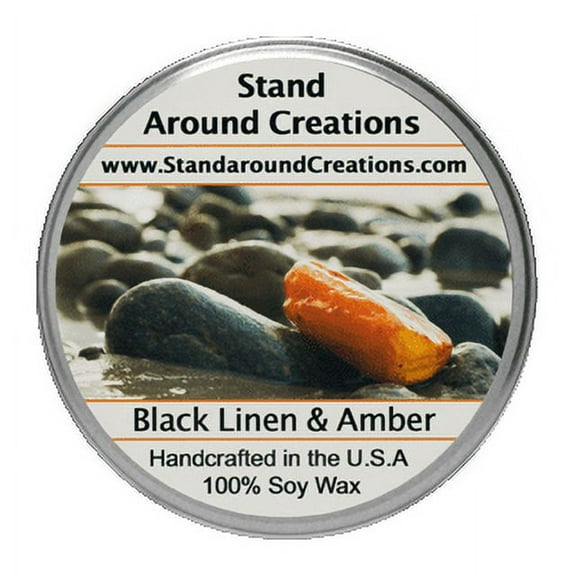 BLACK LINEN & AMBER TUREEN 8-OZ. ALL NATURAL SOY CANDLE