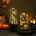 thumbnail image 3 of ZNNT Preserved Black Roses in Glass Dome Halloween Light-up Eternal Flower in Cloche with Skull Pumpkin Statue for Home Kitchen Mantel Tabletop Decor _Clearance Desktop Figurine, 3 of 7