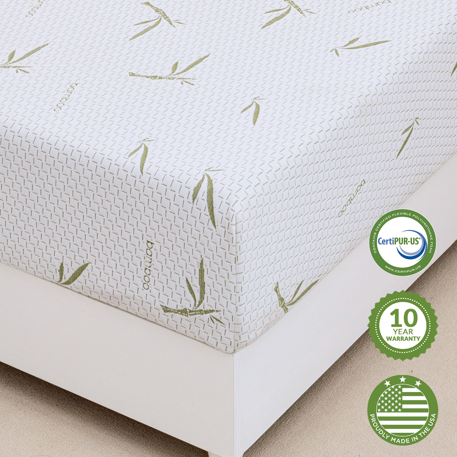 NapQueen Coprimaterasso Memory Foam Al Carbone Di Bambù - Traspirante E 10 Cm Di Puro Comfort - Certificato CertiPUR-US - Per Un Sonno Da Re (Queen)