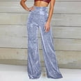 thumbnail image 2 of WERYOUNG Women's Casual Pants Solid Color Elastic Waist Elegant Satin Trousers Everyday Wear Wide Leg Pant Outdoor Activities Stylish Comfortable Slacks, 2 of 4