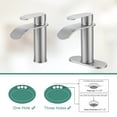 thumbnail image 3 of WOWOW Waterfall Bathroom Faucet Single Handle, Single Hole Bathroom Sink Faucet Stainless Steel, Brushed Nickel Bathroom Faucet with Deck Plate, 1 Hole or 3 Hole Lavatory Faucet for Bathroom Sink, 3 of 8
