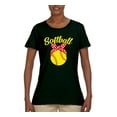 thumbnail image 2 of Wild Bobby, Cute Ribbon Bow Softball Mom Gift, Mother's Day, Women Graphic T-Shirt, Forest Green, Small, 2 of 3
