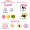 thumbnail image 2 of 56PCS 11 STYLES 15mm Silicone Round Beads Flower Focal Beads Cute Daisy Bee Animal Chunky Soft Rubber Loose Spacer Bead Bulk for Beadable Pens Keychain Making Kit Beading Bracelet Craft, 2 of 5
