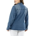 thumbnail image 3 of MODA NOVA Juniors Plus Size  Stand Collar Zipper Denim Jacket Blue 1X, 3 of 6