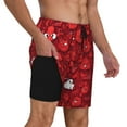 thumbnail image 2 of Balery Playful Red Cartoon Faces Mens Swim Trunks Swim Shorts for Men Quick Dry Inseam Beach Shorts with Compression Liner Pocket-Large, 2 of 9