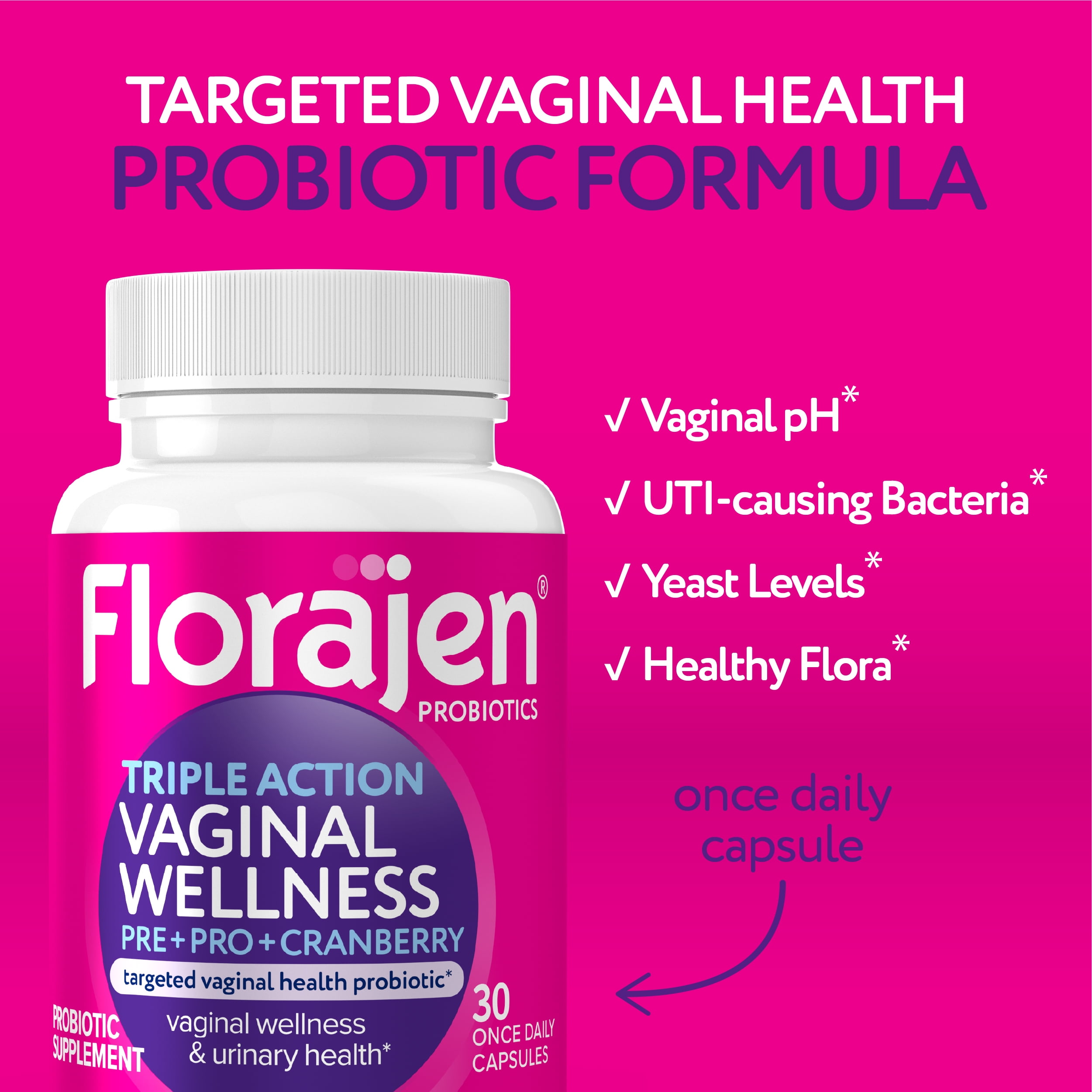Florajen Triple Action Women's Probiotic 30 Capsules - Walmart.com