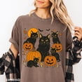 thumbnail image 4 of VibeNest Studio Unisex Vintage Black Cat Pumpkin Halloween Fall Moon Bats Garment-Dyed Graphic Tee, 4 of 8