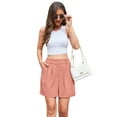 thumbnail image 3 of Asklazy Women's Summer Dressy Casual Elastic Waist Wide Leg Suit Tailored Shorts Comfy Elagant Work Trouser Shorts，US Size,Pink,L, 3 of 10