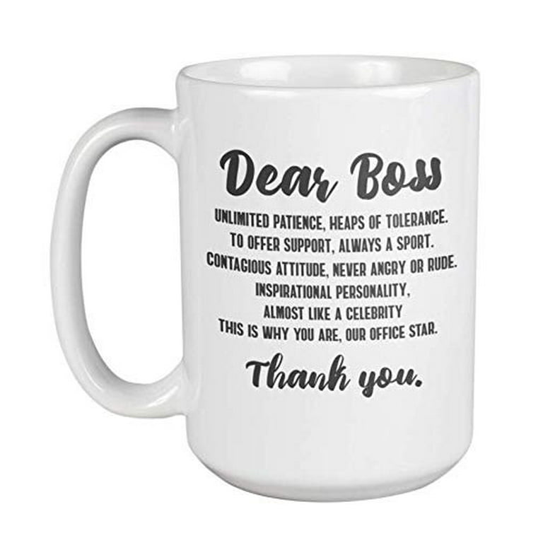 Dear Boss Cool Boss's Day Poetry Coffee & Tea Gift Mug Cup For Bosses In  Creative Industries Such As A Writer's Boss, Editor In Chief, Marketing