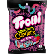 Trolli Sour Brite Crawlers Candy, Very Berry Sour Gummy Worms, 5 oz