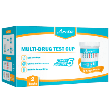Areta 12 Panel Urine Drug Test Kit for THC, AMP, BZO, COC, BAR, OPI, BUP, MDMA, MET, MTD, OXY, PCP, 12 Piece