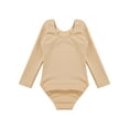 thumbnail image 3 of Runhomal Kids Girls Fleece Gymnastics Leotard Long Sleeve Nude Ballet Dance Unitard Bodysuit Round Neck 160, 3 of 7
