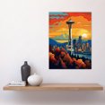 thumbnail image 2 of Seattle Washington The Space Needle Funky Modern Painting Large Wall Art Poster Print Thick Paper 18X24 Inch, 2 of 5