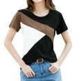 thumbnail image 3 of B91xZ Blouse Mode Grande Taille pour Femmes T-shirt Imprimé Ample Manches Courtes Col Rond Hauts Décontractés, Café m, 3 of 5