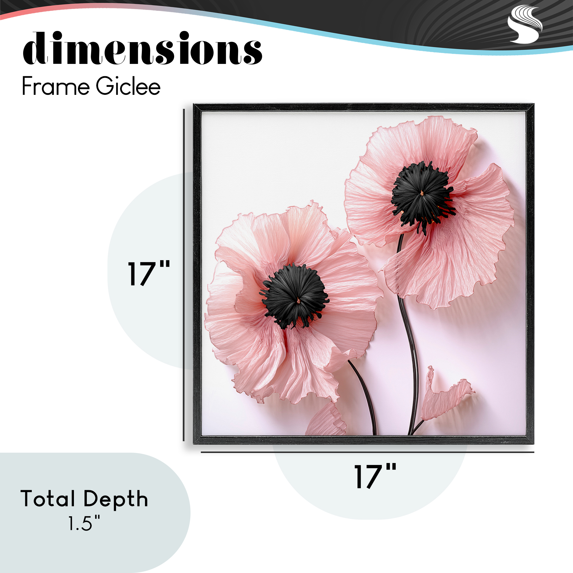 Properly Pink Poppies Black Framed Giclee Art, design by Sasha