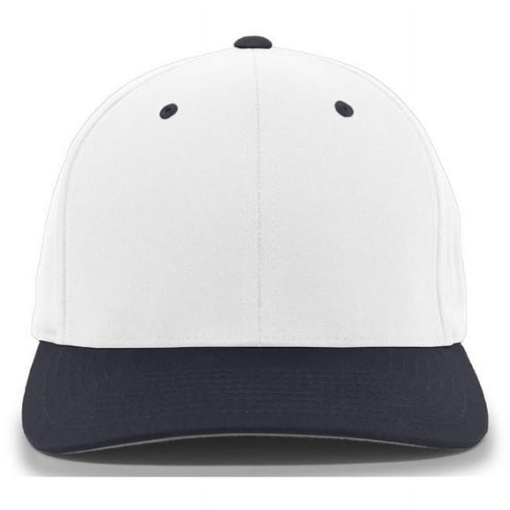 Pacific Headwear 430C.221.S-M Twill Flexfit Cap, White & Navy - Small & Medium
