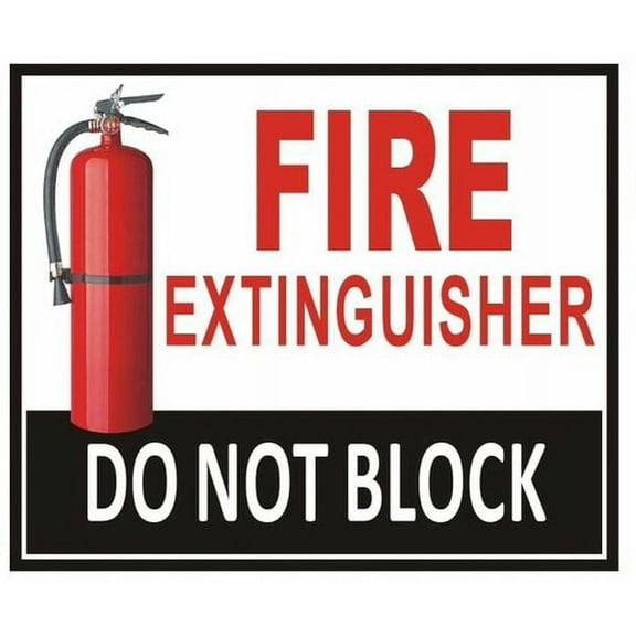 2 PCS-FIRE Extinguisher DO NOT Block Sign (Aluminum, White 5X6,Double Sided Tape)(ref-2022-4)
