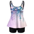 thumbnail image 4 of Yammkia Womens Swim Tops Women's Tankini Sets Two Piece Bathing Suits Tummy Control Square Neck Adjustable Straps Ruched Ribbed(Purple,L), 4 of 5