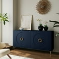 thumbnail image 2 of Roomfitters Modern 4 Door Lacquered Wooden Cabinet, Sideboard Buffet with Gold Accents, Storage Cabinet for Living Room, Hallway, Kitchen, Dining Room, Navy Blue, 2 of 13