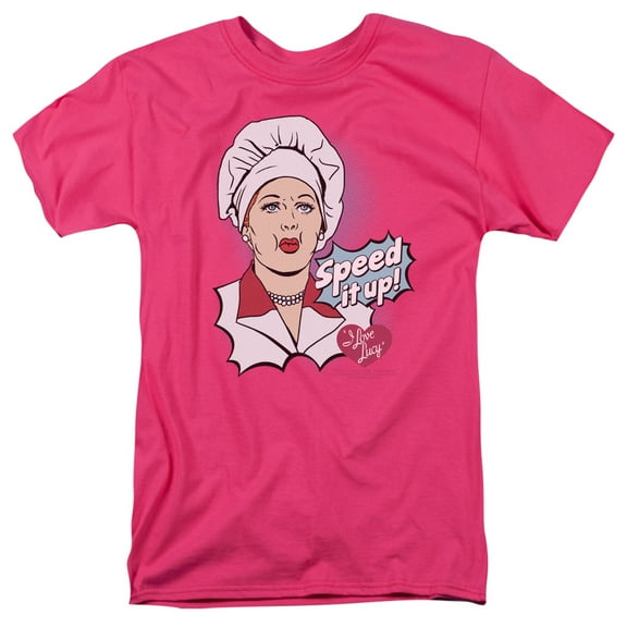 I Love Lucy Speed It Up S/S Adult 18/1 T-Shirt Hot Pink