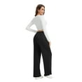 thumbnail image 5 of TEMOFON Wide Leg Ribbed Pants for Women Casual Lounge Pants Soft Knit High Waisted Fall Black Trousers Elastic Waist XXL, 5 of 7