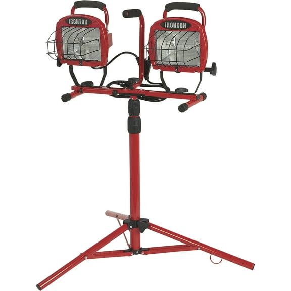 Ironton Halogen Dual-Head Tripod Portable Worklight, 1000 Watts