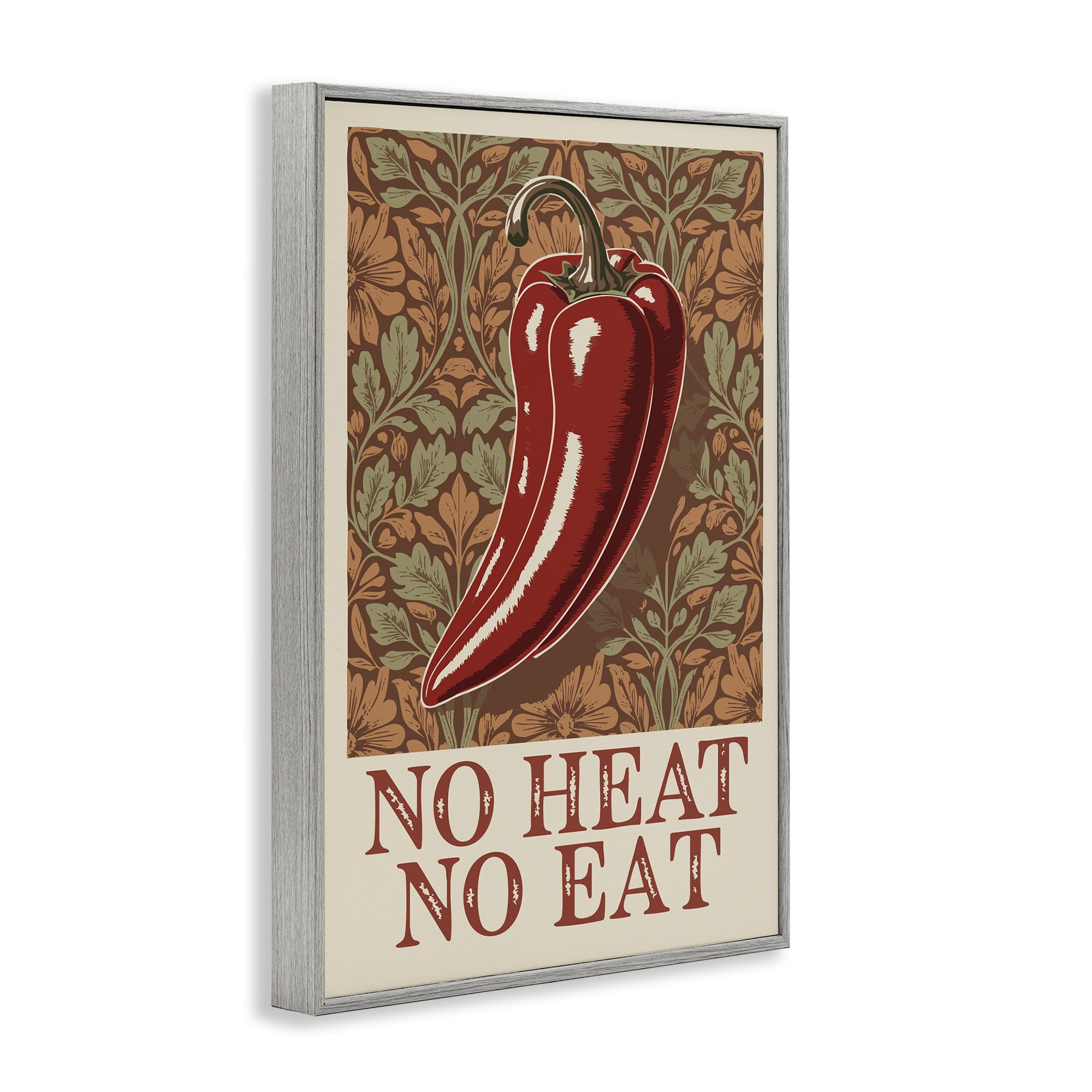 Stupell Industries No Heat or Eat Pepper Gray Framed Giclee Art, design by Andreas Magnusson