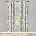 thumbnail image 3 of Ambesonne Nature Curtains, Birds Wildlife Cartoon, Pair of 28"x63", Mustard Maroon, 3 of 5