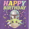 thumbnail image 2 of Girl's Star Wars: The Mandalorian Happy Birthday Mando and Grogu Graphic Tee Purple Berry X Small, 2 of 4