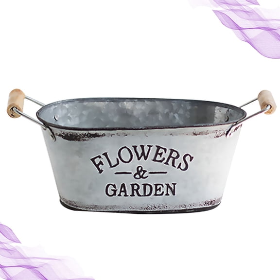 OUNONA Metal Iron Flower Bucket Planter for Windowsill, Farmhouse Style Container, 1 Set