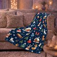 thumbnail image 6 of Whimsical Winter Lodge Reindeer Cottage Navy Blue, Festive Holiday Scene, Warm Flannel Blanket for Living Room and Reading Nook, Art Lovers Christmas Gift, Festive Home Decor, 6 of 9
