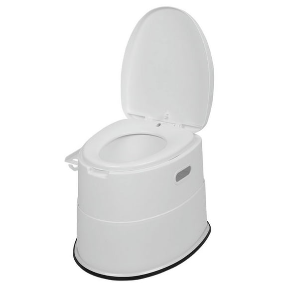 Resenkos Portable Commode with Anti-Slip Liner, Grey Travel Toilet Seat, Outdoor Use, Non-Slip Surface & Compact Design, White