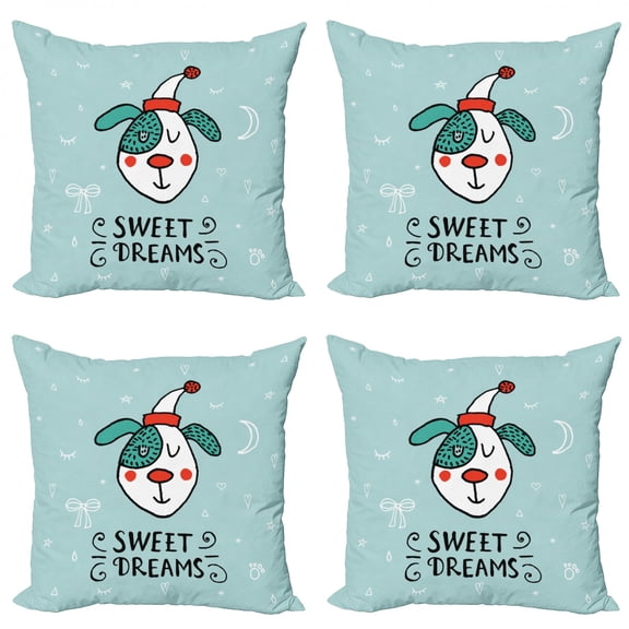 Ambesonne Saying Throw Pillow Cover 4 Pack, Funny Cartoon Dog, 24", Multicolor