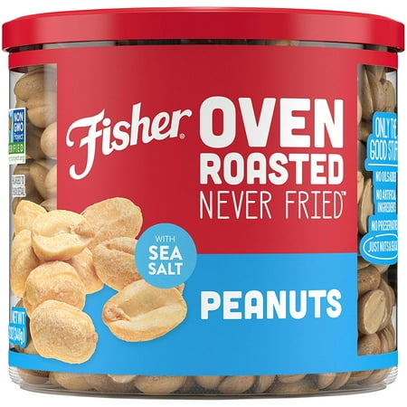 Fisher Snack Oven Roasted Never Fried Peanuts With Sea Salt, 12