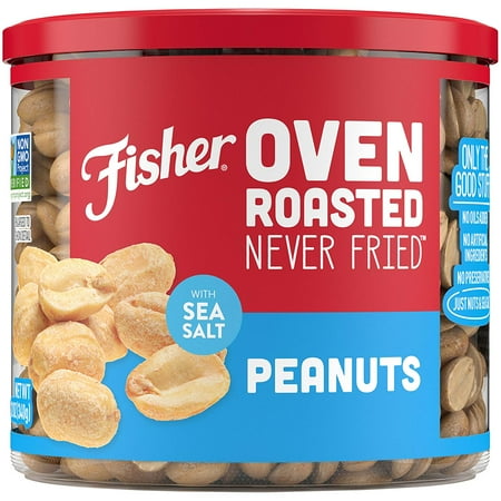 Fisher Snack Oven Roasted Never Fried Peanuts With Sea Salt, 12 (Best Snacks With Champagne)