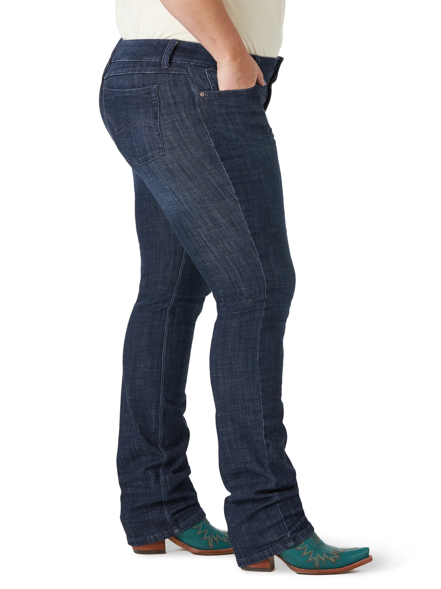Wrangler Women's Plus Size Essential Mid Rise Straight Leg Jean