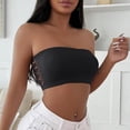 thumbnail image 2 of Bra Strapless Push Up Bandana Tube Top Non-slip Tube Tops Striped Tube Top Padded Strapless Bra Bralette with Padding Boho Bandeau Wireless Strapless Bra Black S, 2 of 7
