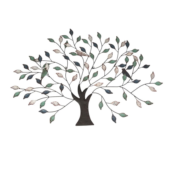 Special T Imports Metal Tree with Birds Wall Art in Blue, Brown & Cream Colors