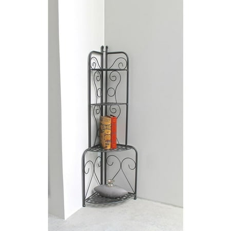 International Caravan Mandalay Iron Folding Corner Bakers Rack