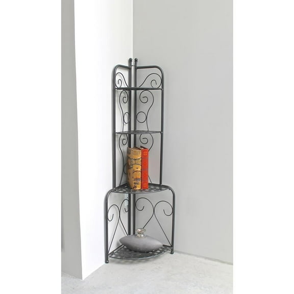 International Caravan Mandalay Iron Folding Corner Bakers Rack