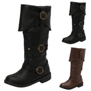 Pandaie Pirate Boots for Men Women Medieval Retro Renaissance Cosplay Costume Booties Adult Gothic Knight Halloween Shoes Black 11