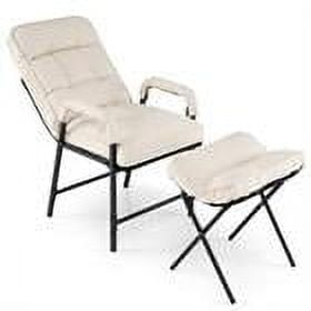 Kepooman Recliners,Accent Chair,Linen Fabric Modern Accent Chair with Ottoman and Adjustable Backrest-Beige