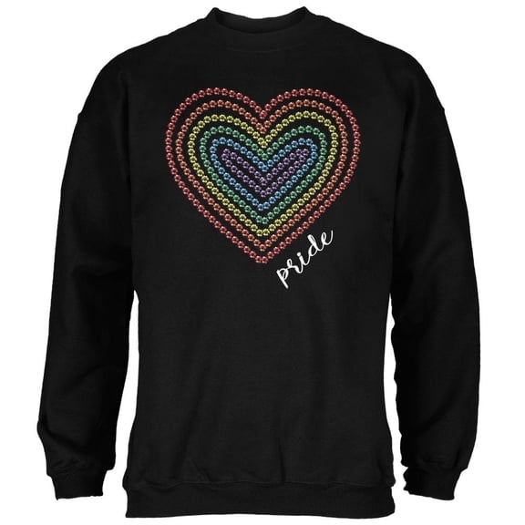 Pride Love Rainbow Gemstone Heart Mens Sweatshirt Black SM
