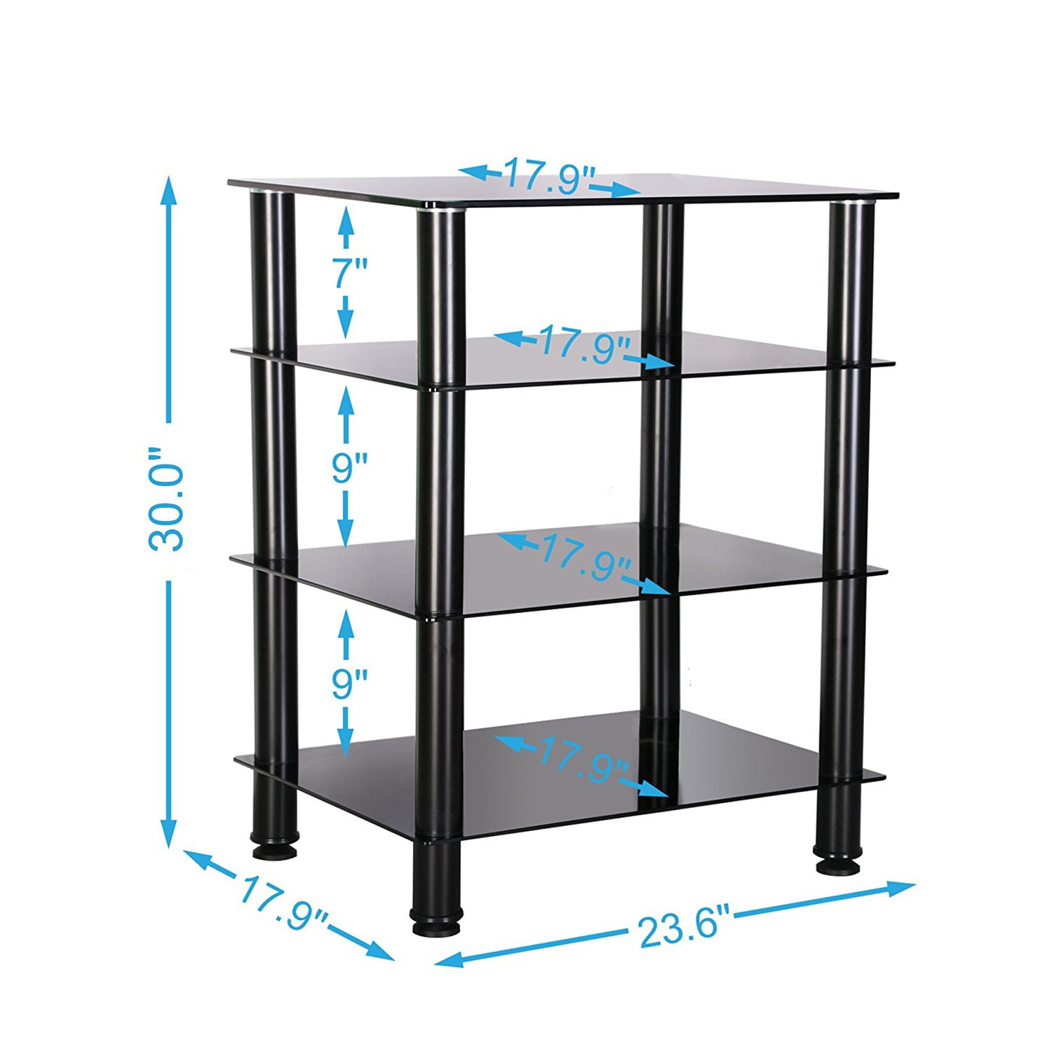 Media Stand with 5-tier Glass Shelf for AV Components Console Speakers 