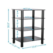 FITUEYES 4-Tier Media Stand/TV Shelf/Audio Cabinet and Media Towers,110LBS Capacity