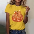 thumbnail image 5 of NuoCaiYun Summer T Shirts for Women, Casual Womens Workout Tshirt Pumpkin Print Round-Neck Pullover Short Sleeve Tops, 5 of 6
