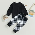 thumbnail image 4 of Gupgi Baby Boy Fall Outfits Checkered Plaid Pullover Pants 2Pcs Set, 4 of 8
