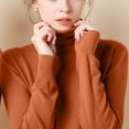 thumbnail image 5 of Inleife New & Trending Women's Tops Solid Color Long Sleeved Blouses Turtleneck Slim Base Fashionable Top, 5 of 5