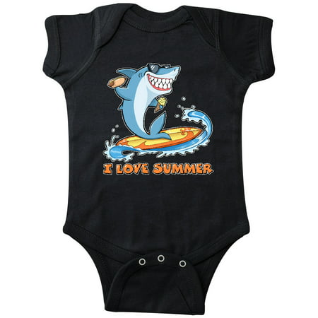 

Inktastic I Love Summer with Shark on a Surfboard Gift Baby Boy or Baby Girl Bodysuit